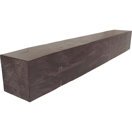 Hand Hewn Faux Wood Fireplace Mantel, Aged Rosewood, 4H X 6D X 36W